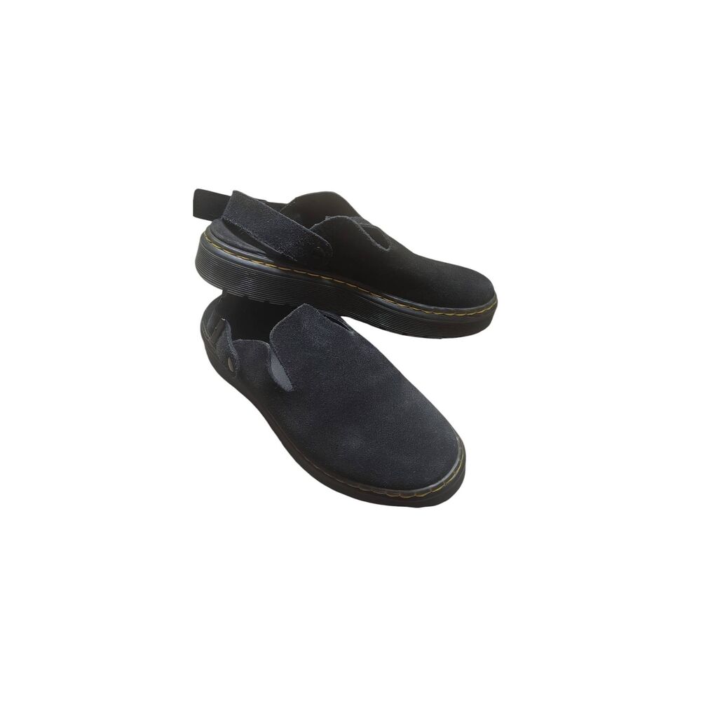 Dr. Martens Carlson Black Suede Leather Clogs Heel Strap Women's US 8 EU 39